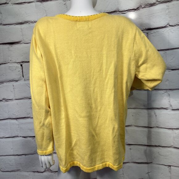 Quacker Factory Women’s MEDIUM Yellow Sequin Butterfly Sweater Whimsical SZ 1X - Picture 3 of 14
